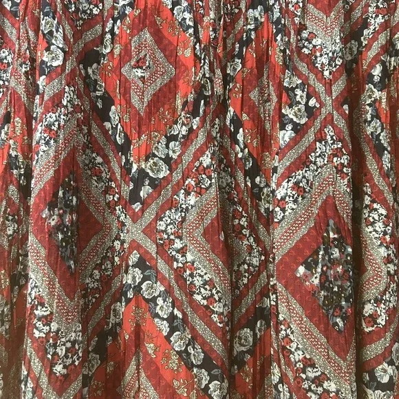 Vtg Collections Etc-Sz XXL-Pleated Skirt-Patchwork‎ Pattern-Elastic Waist-Boho - Picture 8 of 8